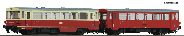 Roco 7790006 - TT - Dieseltriebwagen BR 174 mit Beiwagen, DR, Ep. IV - DC-Sound